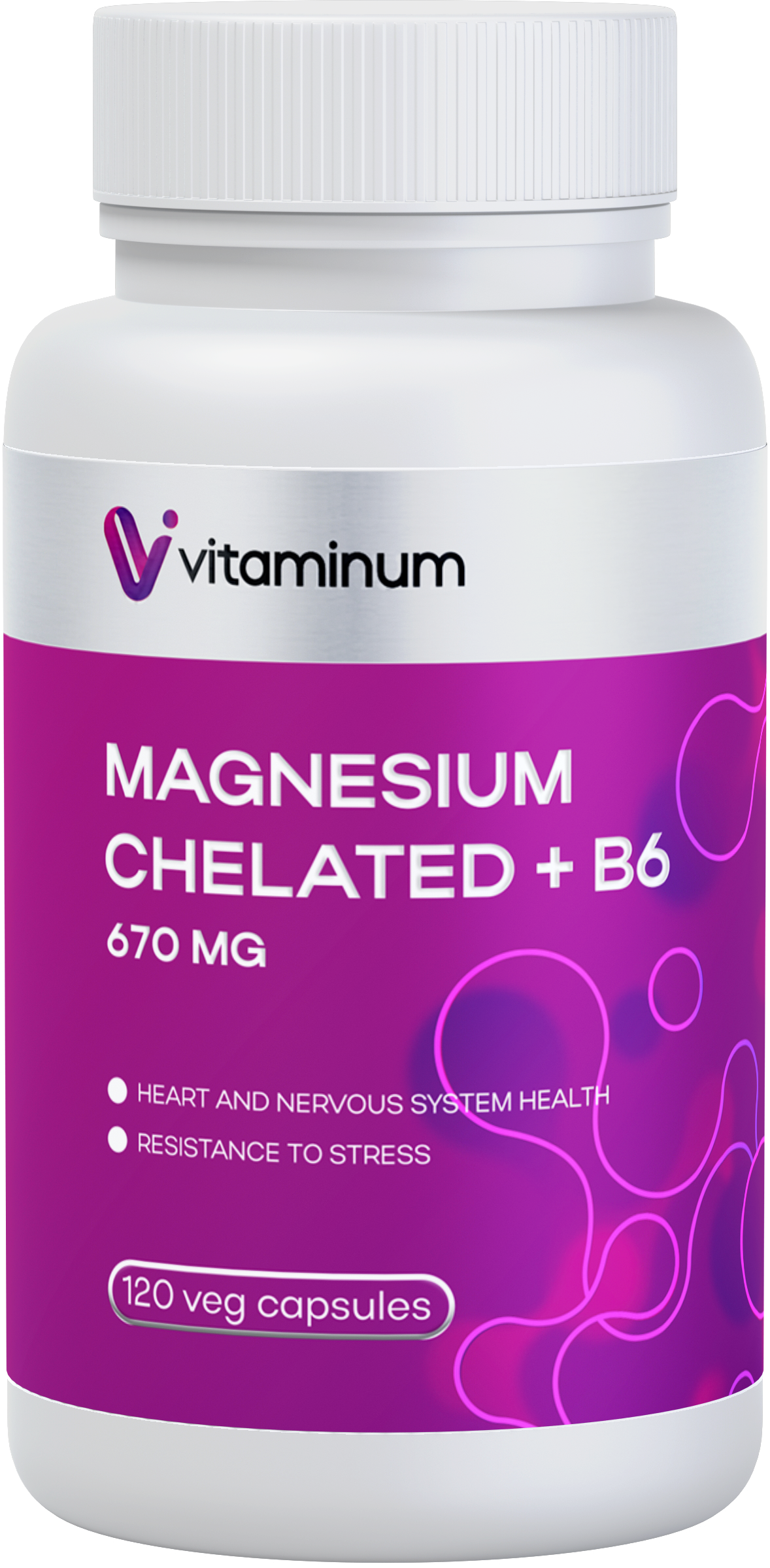  Vitaminum МАГНИЙ ХЕЛАТ + витамин В6 (670 MG) 120 капсул 800 мг  в Снежинске